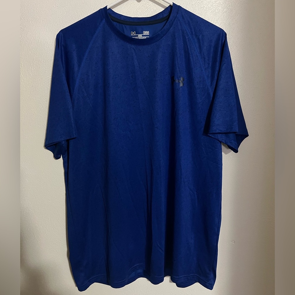 UNDER ARMOUR Classic Dri Fit Heat Gear Athletic Casual T Shirt Blue Men's Size L